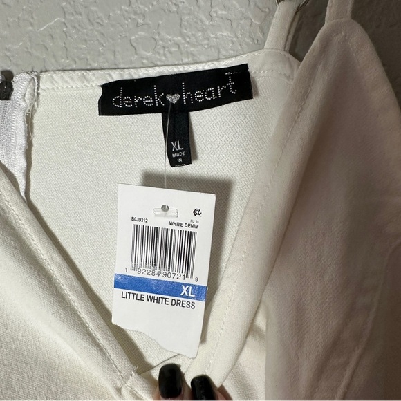 DEREK HEART Womens White Denim Short‎ Body Con Cocktail Dress Juniors XL NEW - Picture 8 of 9